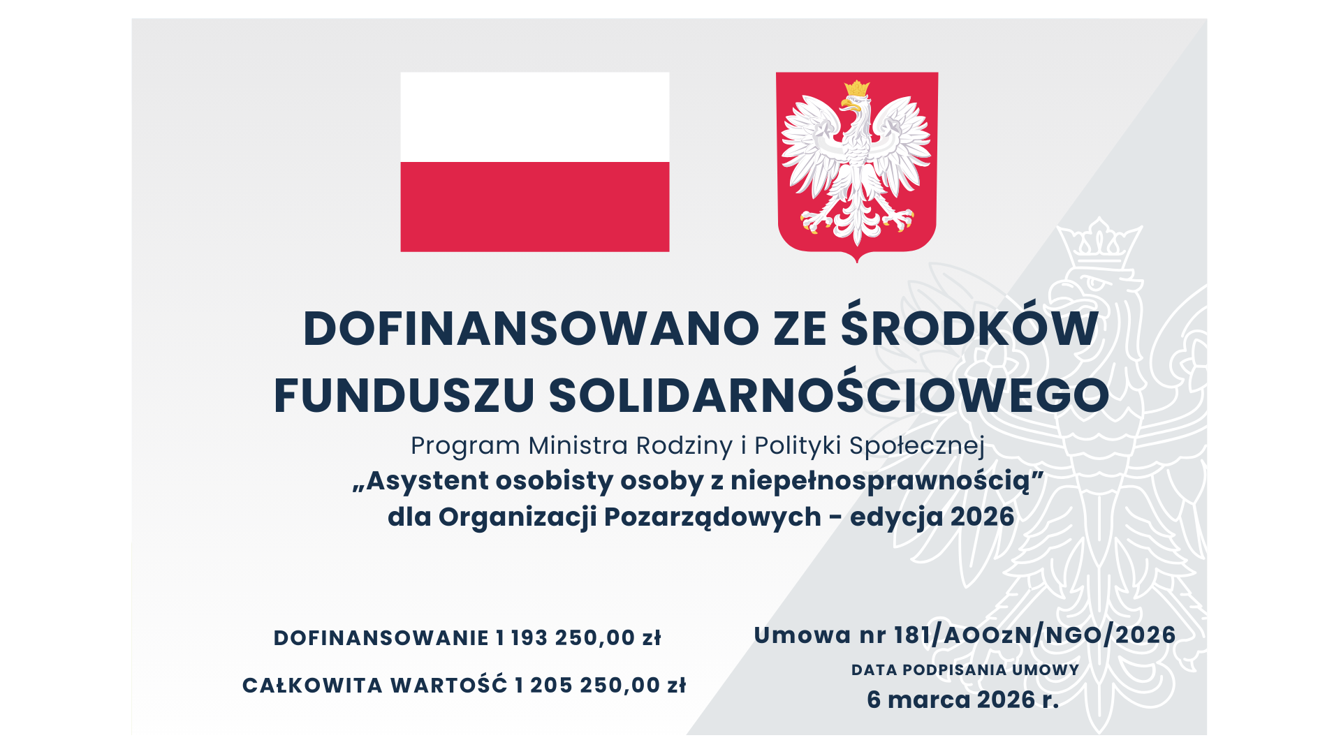 „Asystent osobisty osoby z niepełnosprawnością” dla Organizacji Pozarządowych – edycja 2026
